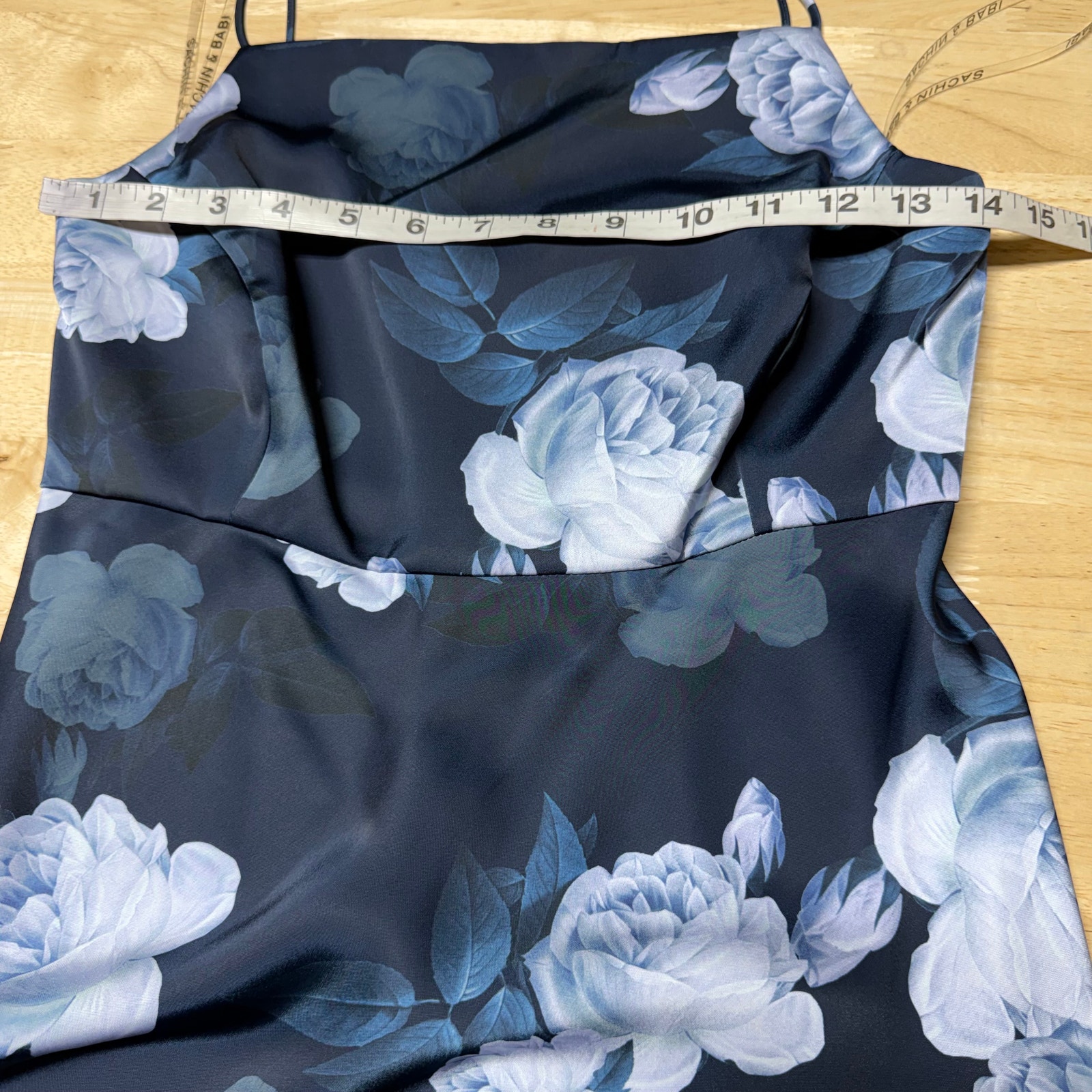 Sachin & Babi Nwt Shyla Midnight Glacial Rose Satin Gown Size 0 Sleeveless — image 7 of 8